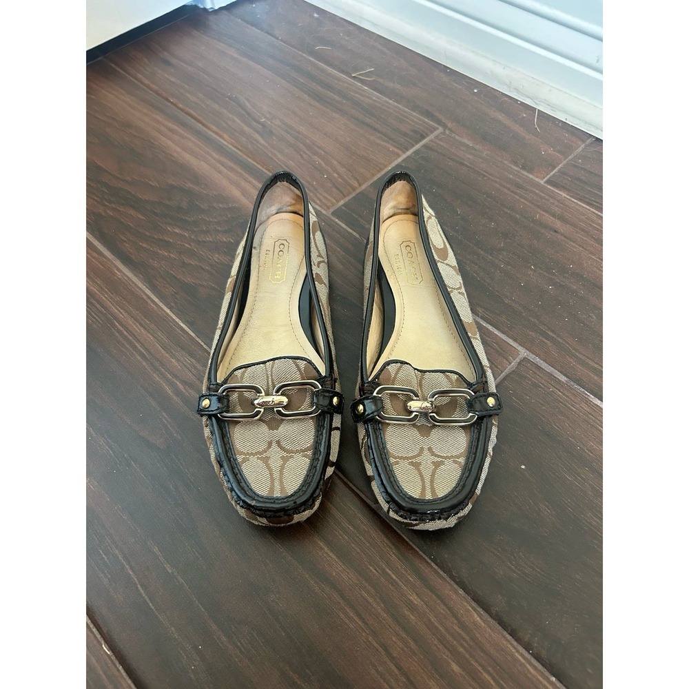 Women's Coach Perri Driving Loafers Flats Logo Slip On Size 5B